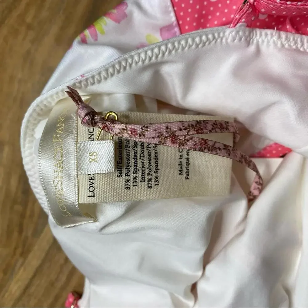 LoveShackFancy Shailee Floral One-Piece Swimsuit Bright Peony Pink XS NWT